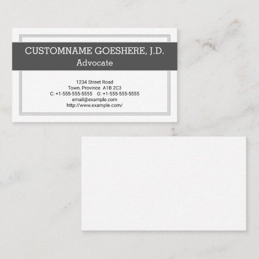 Visitekaartje voor hedendaagse en trendy advocaten (Voorkant / Achterkant)