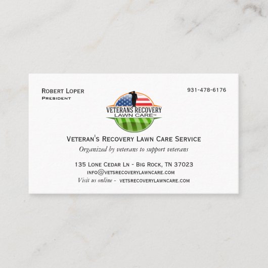 Visitekaartje voor herstel van de eigen zorg van V (Voorkant)