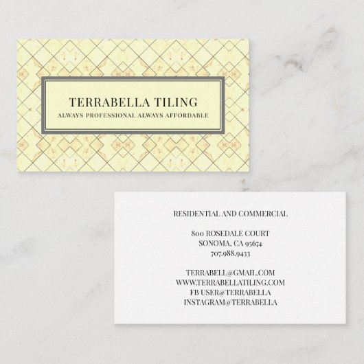 Visitekaartje voor het aanbrengen van vloerkleppen (Voorkant / Achterkant)