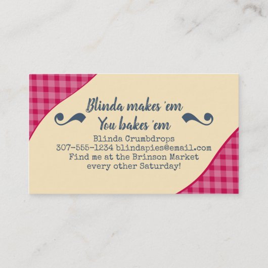 Visitekaartje voor het bakken van appeltaart (Achterkant)