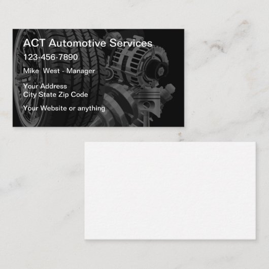 Visitekaartje voor het bergen van auto-onderdelen (Voorkant / Achterkant)