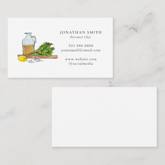 Visitekaartje voor het eten van verse levensmiddel (Voorkant / Achterkant)