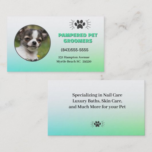 Visitekaartje voor het glimlachen van Chihuahua Pe (Voorkant / Achterkant)