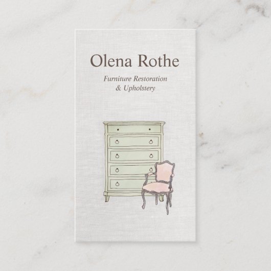 Visitekaartje voor het herstel van meubelen (Voorkant)