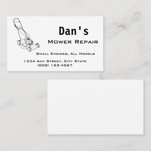 Visitekaartje voor het herstel van motoren en klei (Voorkant / Achterkant)