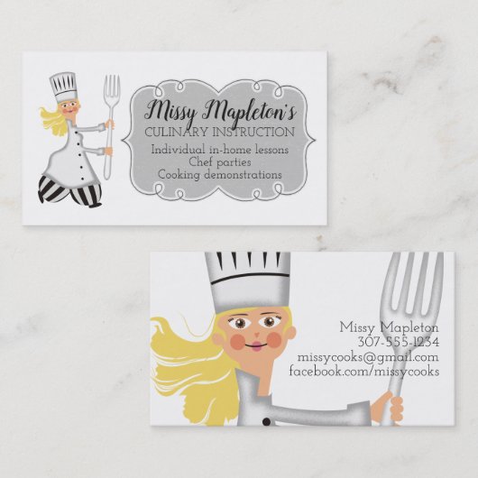 Visitekaartje voor het katten van damesvork, blond (Voorkant / Achterkant)