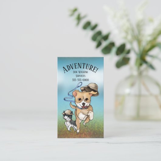 Visitekaartje voor het lopen of instappen van hond (Staand voorkant)