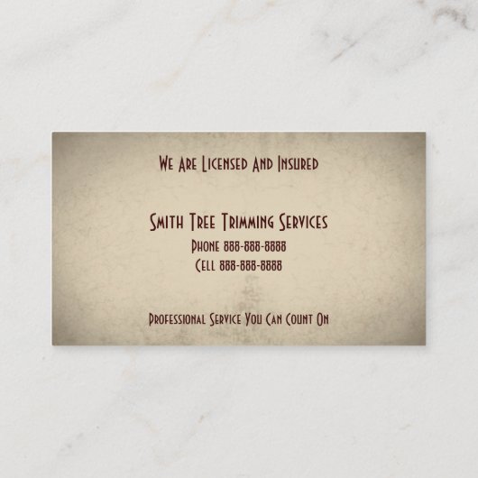 Visitekaartje voor het maken van boomstammingen (Achterkant)