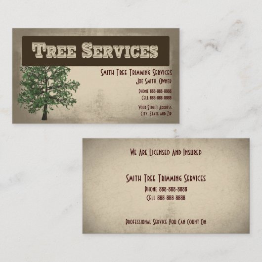 Visitekaartje voor het maken van boomstammingen (Voorkant / Achterkant)