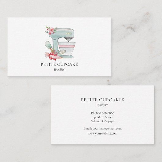 Visitekaartje voor het mengen van taartjes (Voorkant / Achterkant)