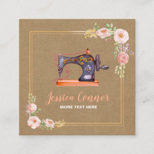 Visitekaartje voor het naaien van bloemkraft (Voorkant)