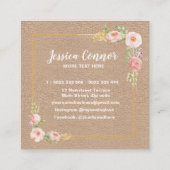 Visitekaartje voor het naaien van bloemkraft (Achterkant)