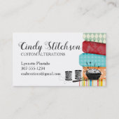 Visitekaartje voor het naaien van kleurrijke stoff (Voorkant)