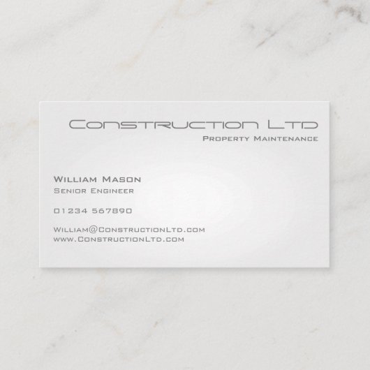 Visitekaartje voor het onderhoud van witte gloed-e (Achterkant)