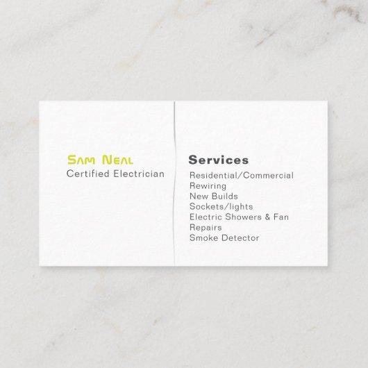 Visitekaartje voor het ontwerpen van een lightlamp (Achterkant)