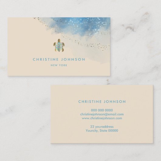 visitekaartje voor het ontwerpen van zeeen schildp (Voorkant / Achterkant)