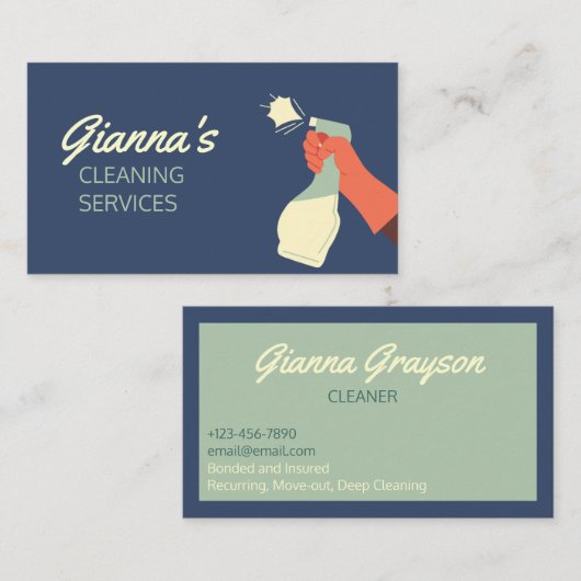 Visitekaartje voor het reinigen van spuitflessen (Voorkant / Achterkant)