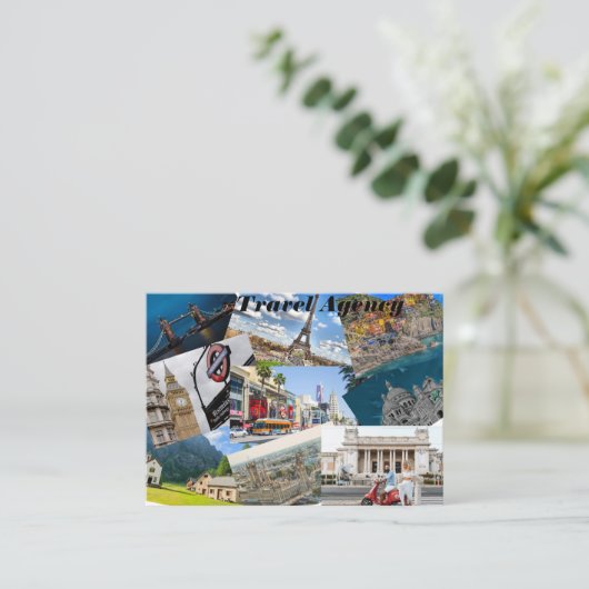 Visitekaartje voor het reisbureau (Staand voorkant)