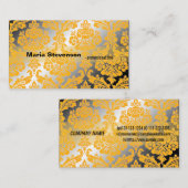 Visitekaartje voor het scheren van gele, elegante  (Voorkant / Achterkant)