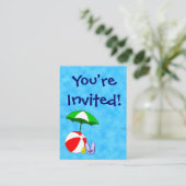 Visitekaartje voor het uitnodigen van beach-speelg informatiekaartje (Staand voorkant)