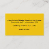 Visitekaartje voor het vastmaken van de partij (Achterkant)