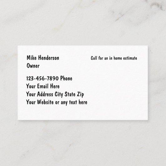 Visitekaartje voor het verbouwen van keuken en bad (Achterkant)