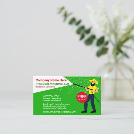 Visitekaartje voor het wassen en reinigen van de d (Staand voorkant)