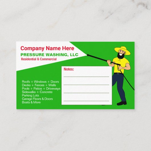 Visitekaartje voor het wassen en reinigen van de d (Achterkant)