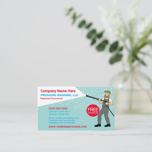 Visitekaartje voor het wassen en reinigen van de d (Staand voorkant)