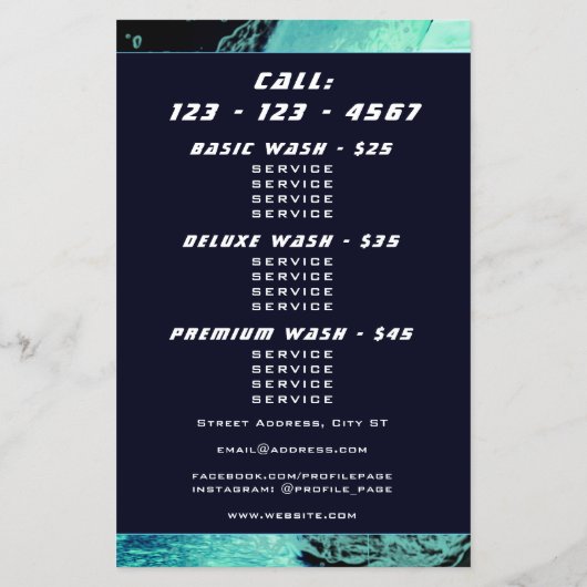 Visitekaartje voor het wassen van de auto flyer (Achterkant)