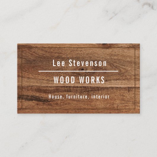 Visitekaartje voor het werken met hout. (Voorkant)