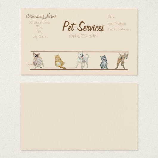 visitekaartje voor hondenverzorging en dierenverzo (Voorkant /achterkant)