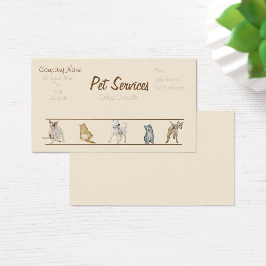 visitekaartje voor hondenverzorging en dierenverzo (Bureau)