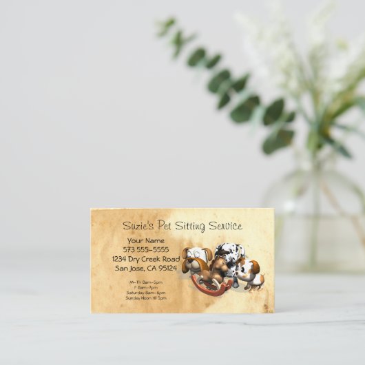 Visitekaartje voor huisdierenoppas (Staand voorkant)