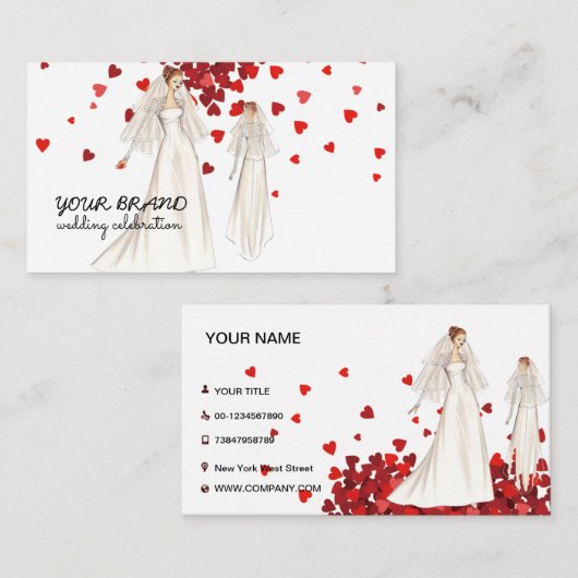Visitekaartje voor huwelijkscelebratie (Voorkant / Achterkant)