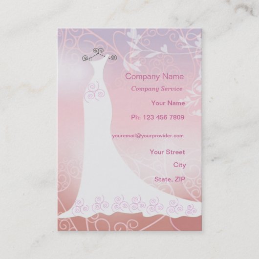 Visitekaartje voor huwelijkskleding (Voorkant)