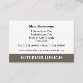 Visitekaartje voor interieurs en stoffering. (Achterkant)