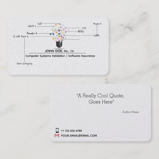 Visitekaartje voor IT CSV QA (Voorkant / Achterkant)