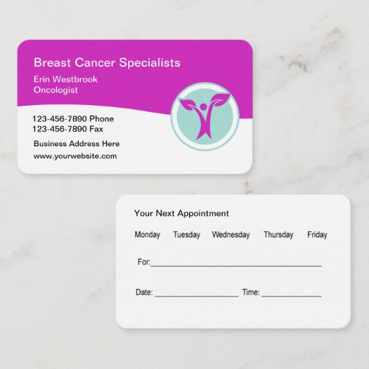 Visitekaartje voor kankerbehandeling Medische Beno (Voorkant / Achterkant)