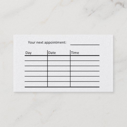 Visitekaartje voor kapper (Achterkant)