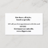 Visitekaartje voor kappers of kapper afsprakenkaartje (Achterkant)