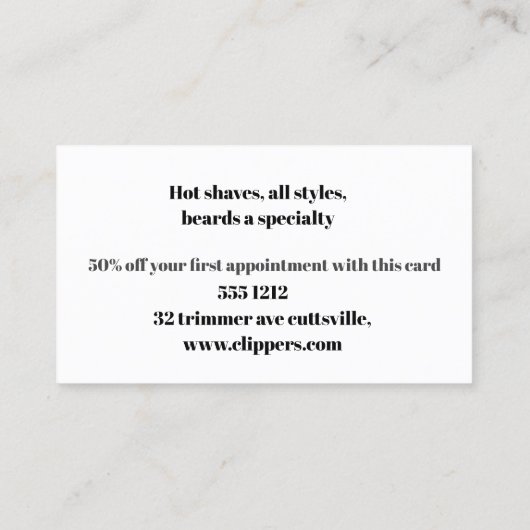 Visitekaartje voor kappers of kapper afsprakenkaartje (Achterkant)