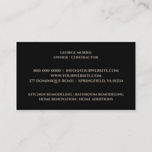 Visitekaartje voor kastenmetselwerk (Achterkant)