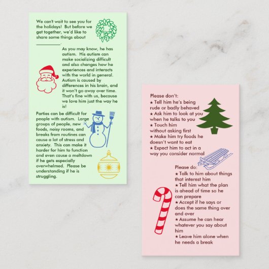 Visitekaartje voor Kerstmis (Voorkant / Achterkant)