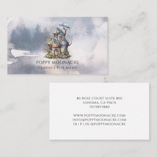 Visitekaartje voor kinderboekenboekauteur Fairy Fo (Voorkant / Achterkant)