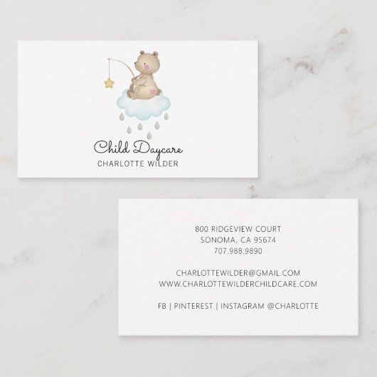 Visitekaartje voor kinderopvang (Voorkant / Achterkant)