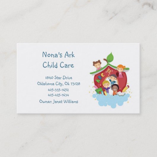 Visitekaartje voor kinderopvang Ark (Voorkant)