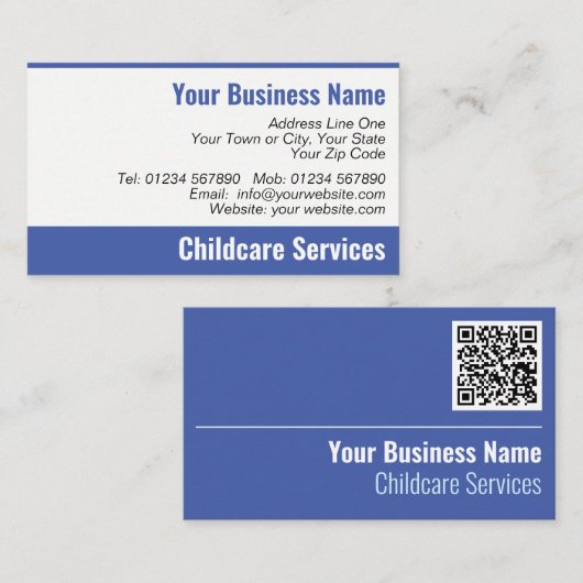 Visitekaartje voor kinderopvang QR-code (Voorkant / Achterkant)