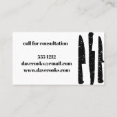 Visitekaartje voor kok- of cateringbedrijven (Achterkant)