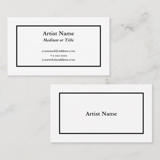  Visitekaartje voor kunstenaars (Voorkant / Achterkant)